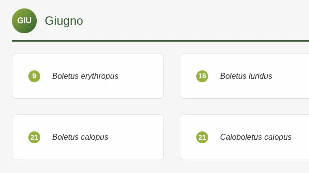 Calendario delle Specie